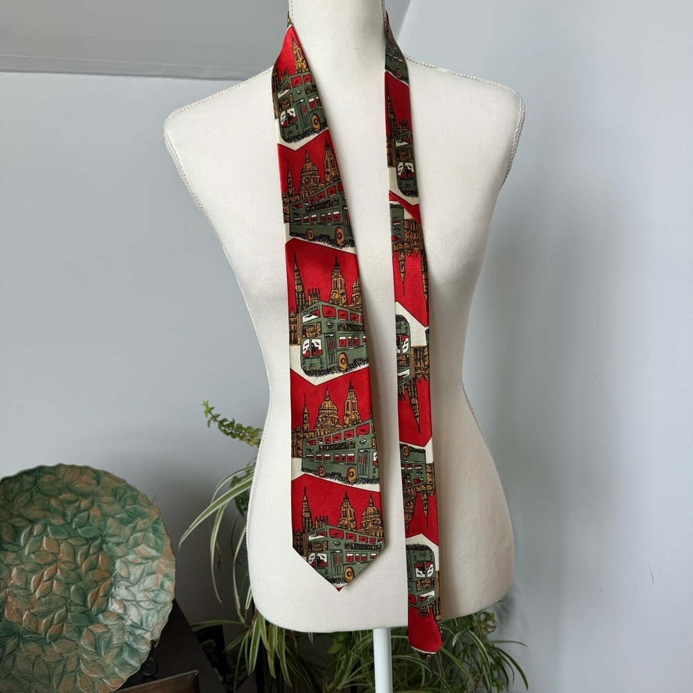 Double-Decker Bus City Tour‎ Red Handmade Novelty Tie Dude Fashion tour guide